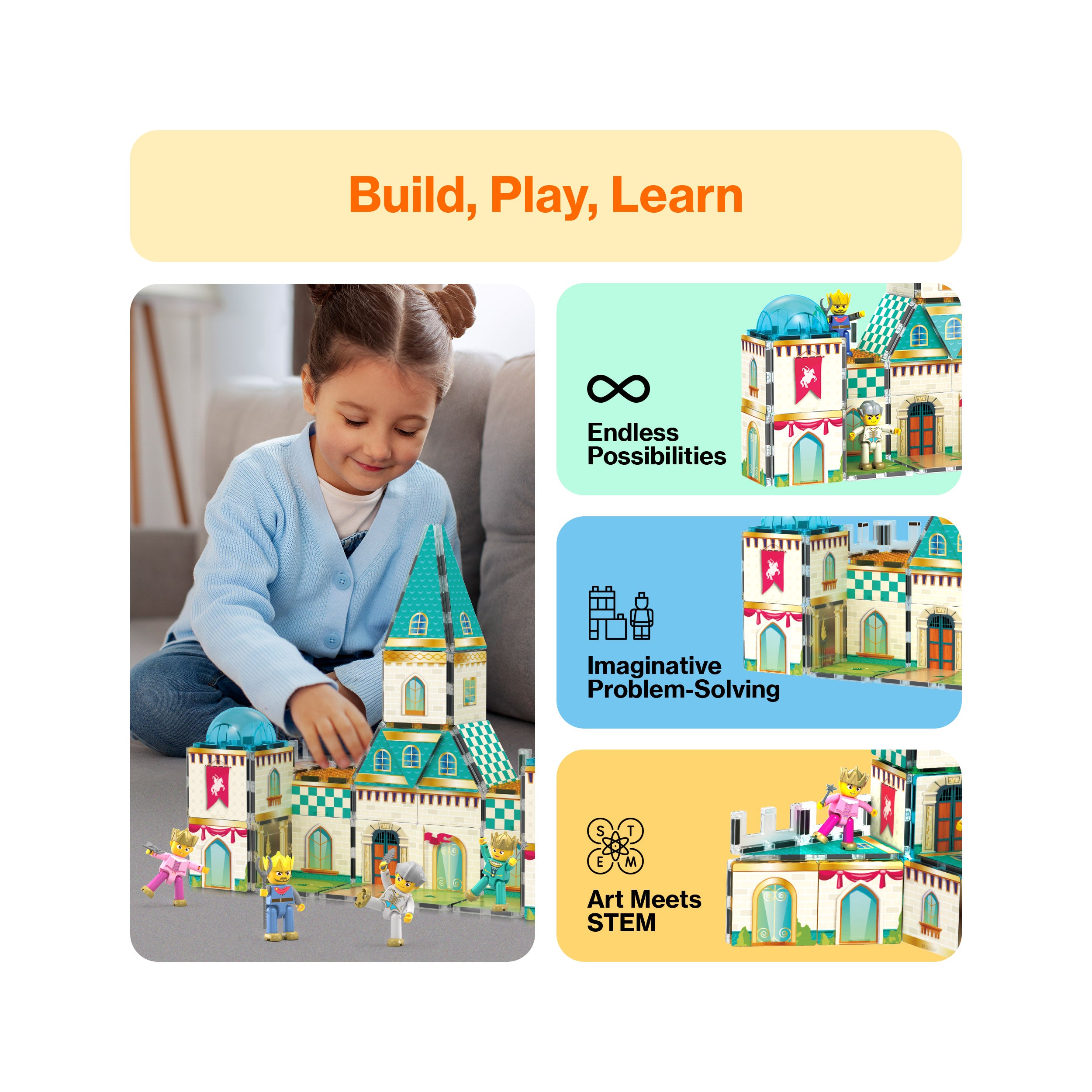 PicassoTiles 2-in-1 Castle Themed Adventure Set