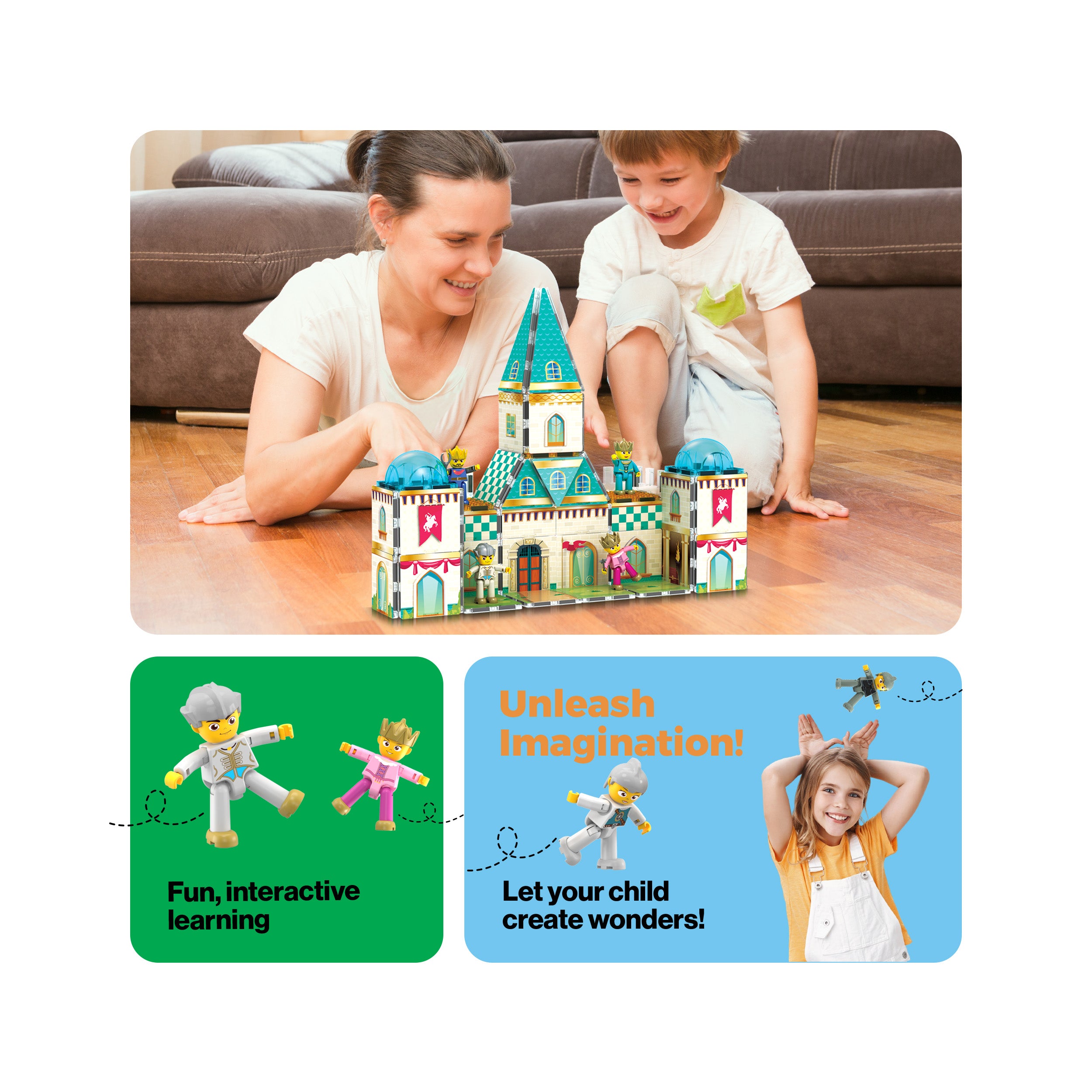 その他 castle PicassoTiles 2-in-1 Magnetic Tile Castle Themed Adventure Set