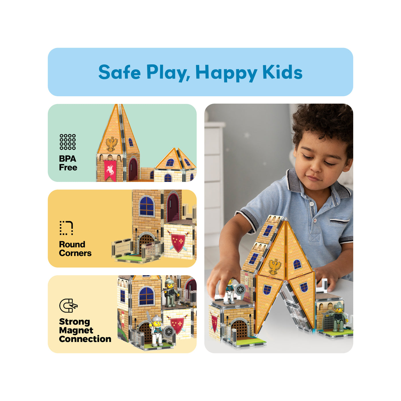 PicassoTiles 2-in-1 Magnetic Tile Castle Themed Adventure Set