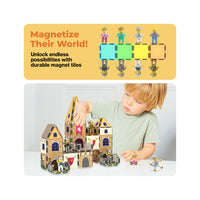 PicassoTiles 2-in-1 Magnetic Tile Castle Themed Adventure Set