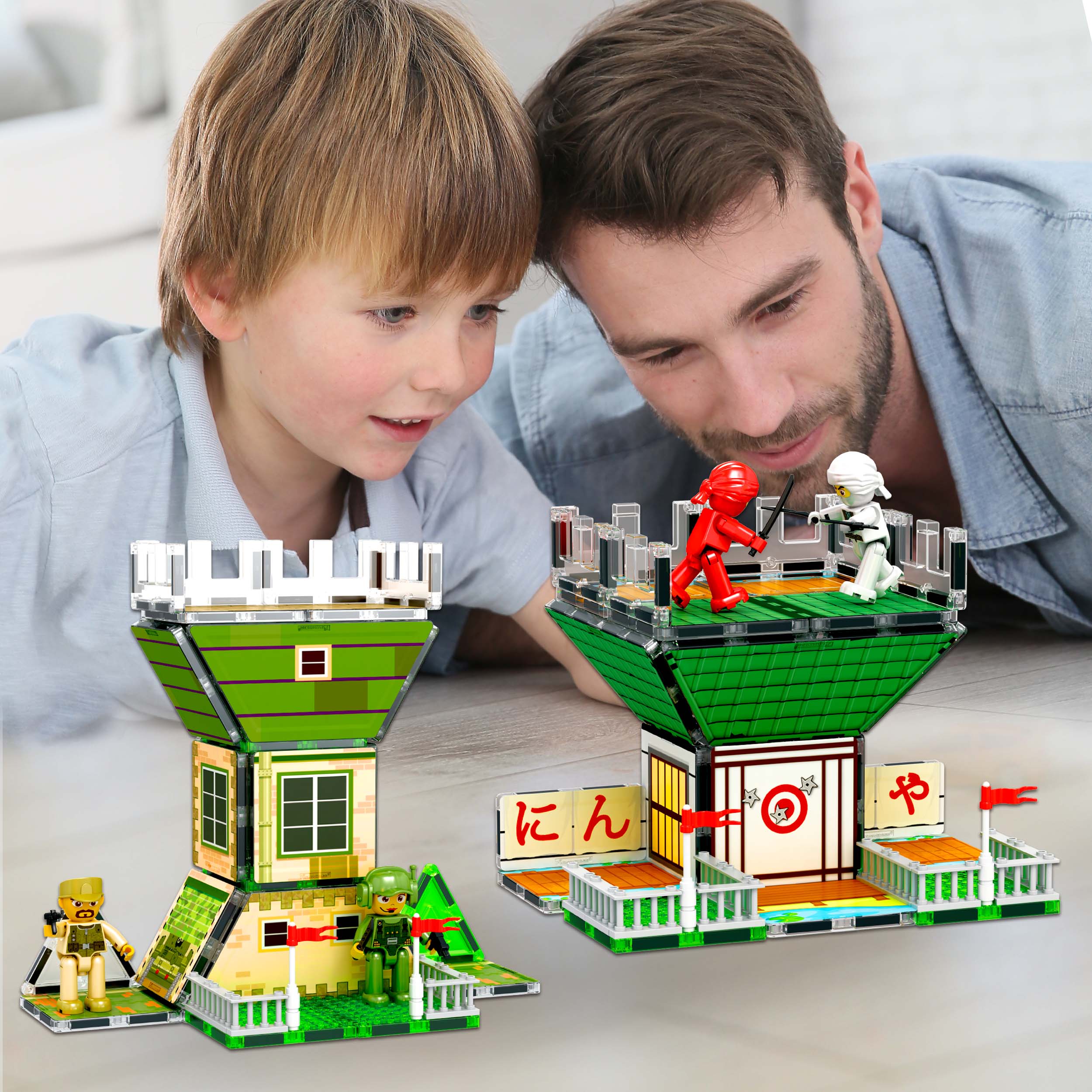 PicassoTiles 102pc Magnetic Tile 2-in-1 Ninja & Troops Set