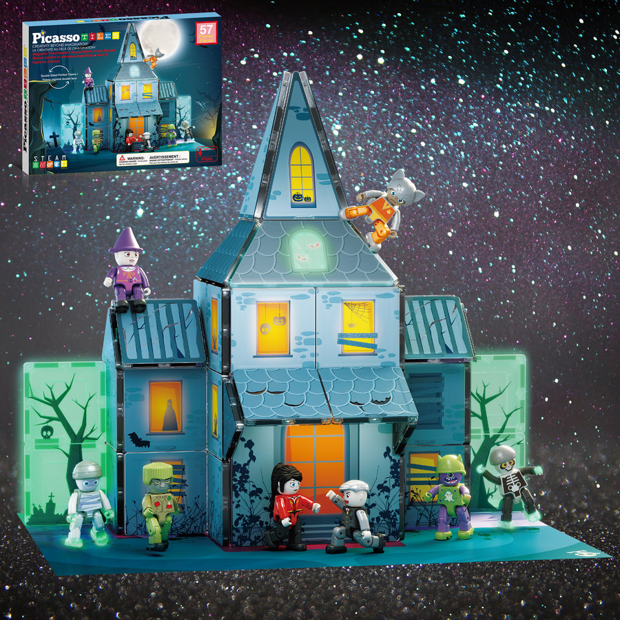 PicassoTiles Magnetic Tile Haunted House Halloween Set