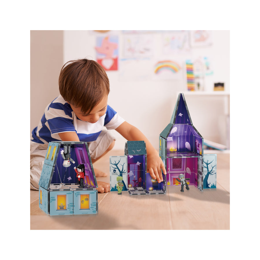 PicassoTiles Haunted House Magnetic Blocks with Spooky Characters