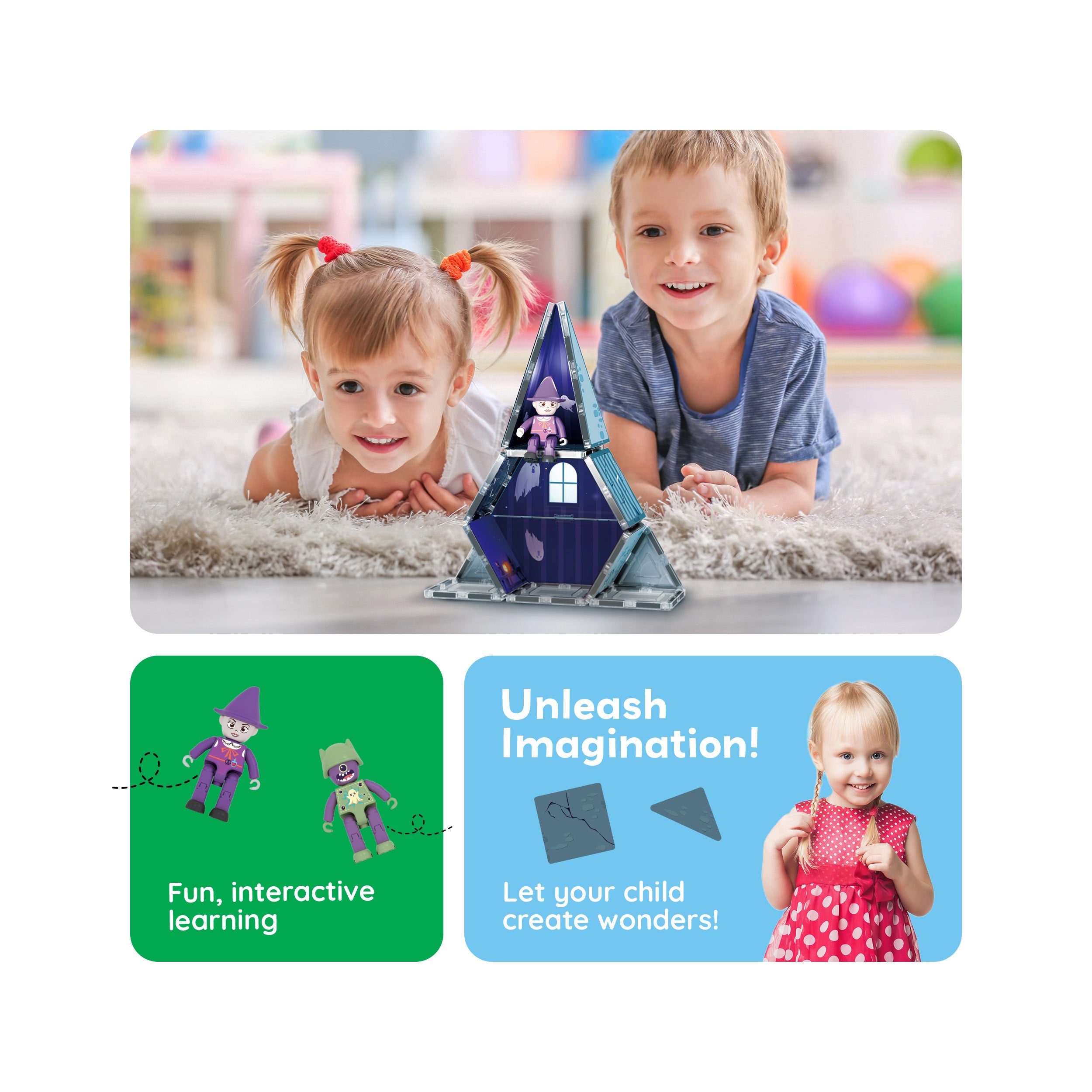 PicassoTiles Magnetic Tile Haunted House Halloween Set