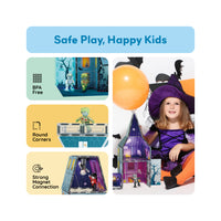 PicassoTiles Magnetic Tile Haunted House Halloween Set