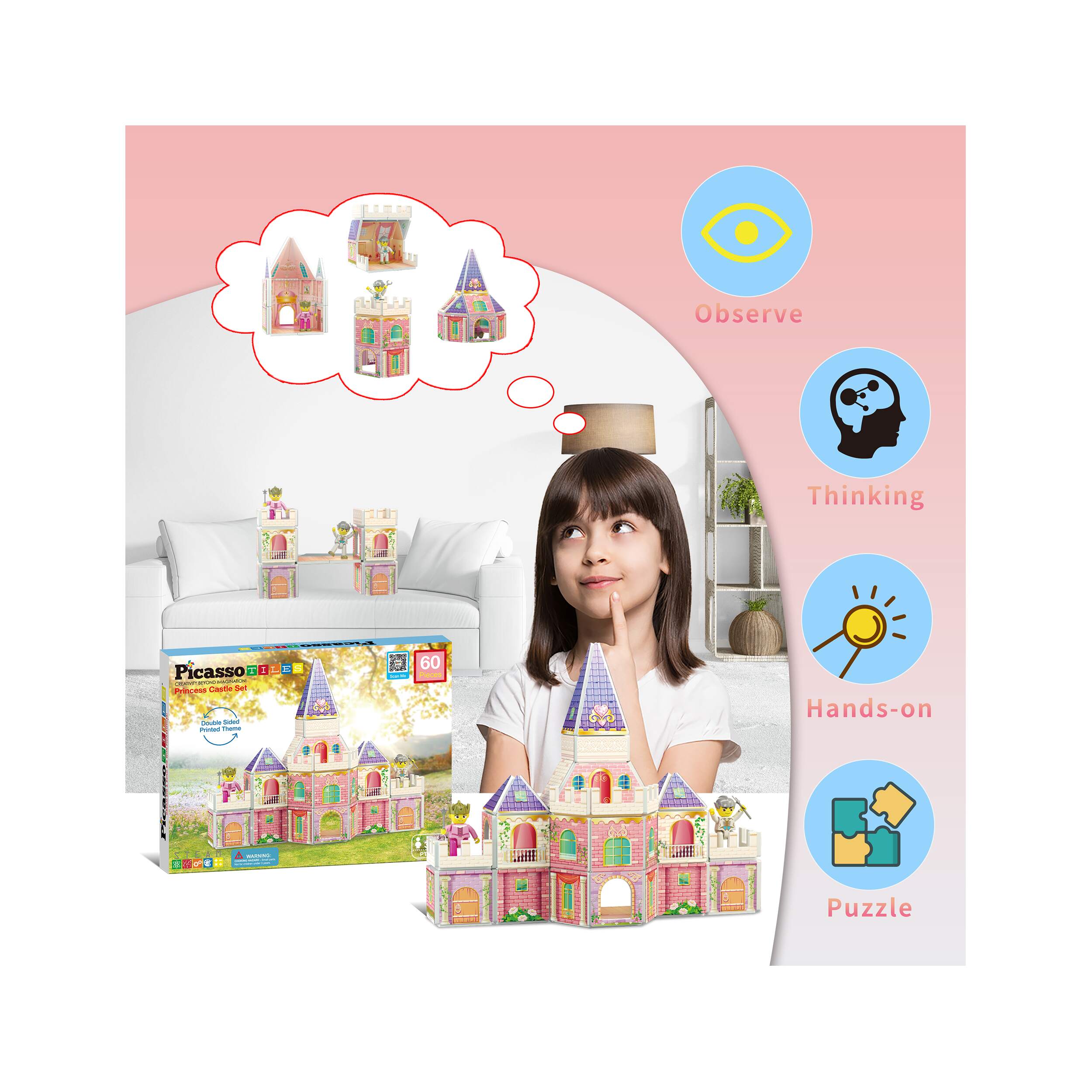 PicassoTiles 60pc Princess Castle