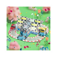 PicassoTiles Magnetic Racetrack Stadium Construction with trucks and accessories