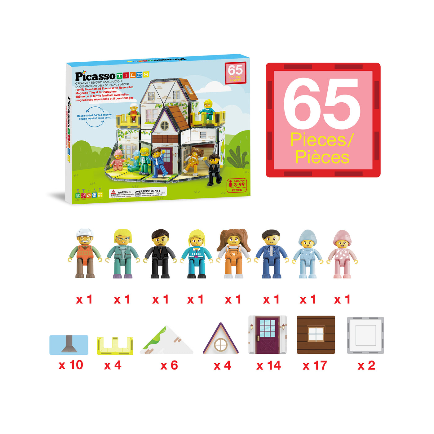 PicassoTiles Magnetic Tiles Family Doll House Set