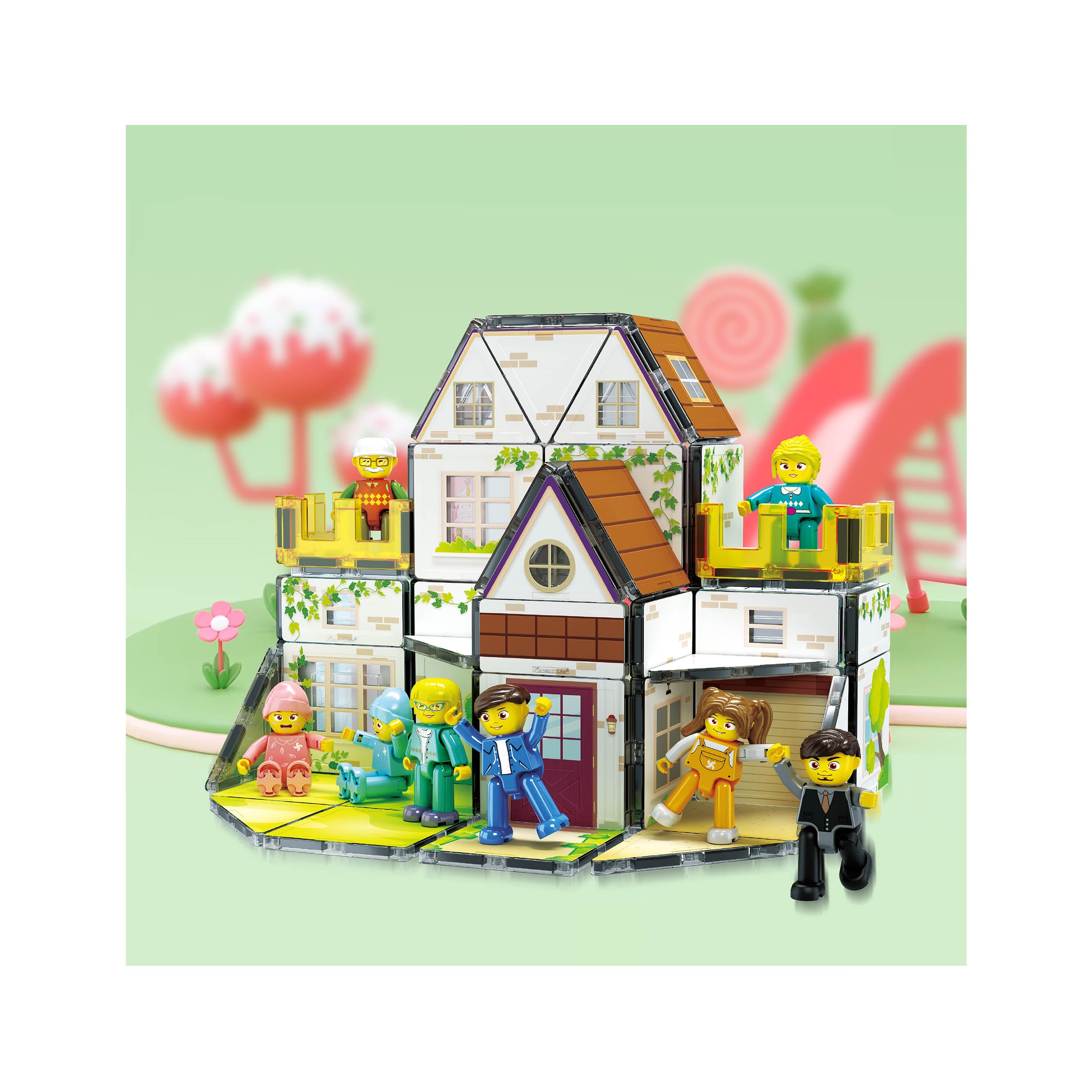 PicassoTiles Family Doll House with Character Action Figures