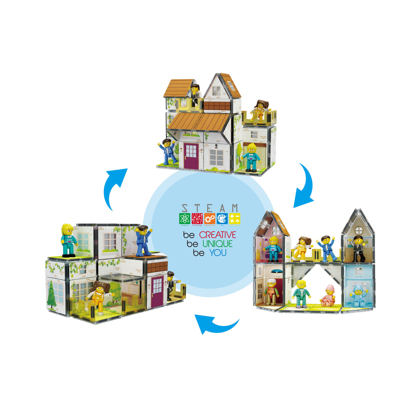 PicassoTiles Family Doll House with Character Action Figures