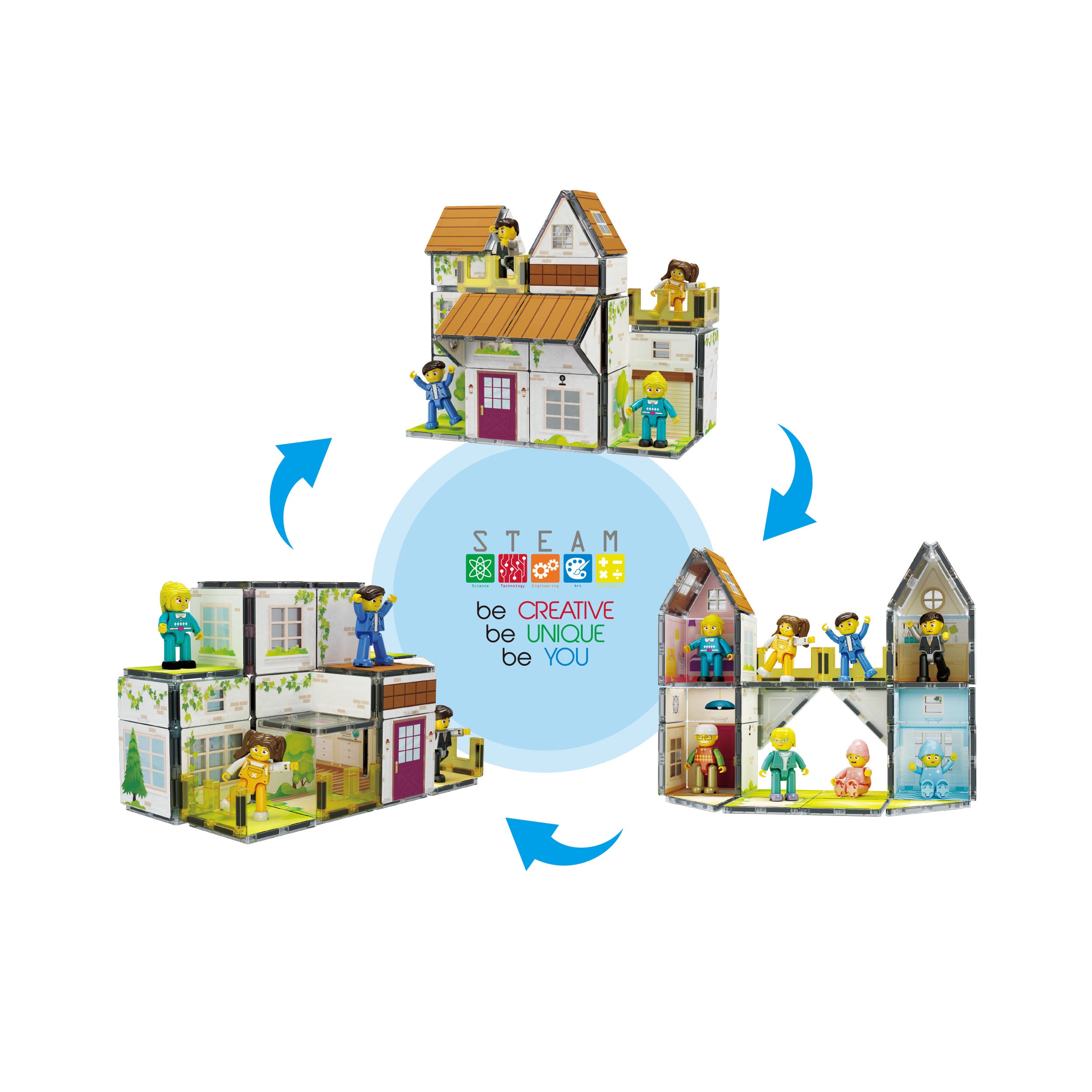 PicassoTiles Family Doll House with Character Action Figures