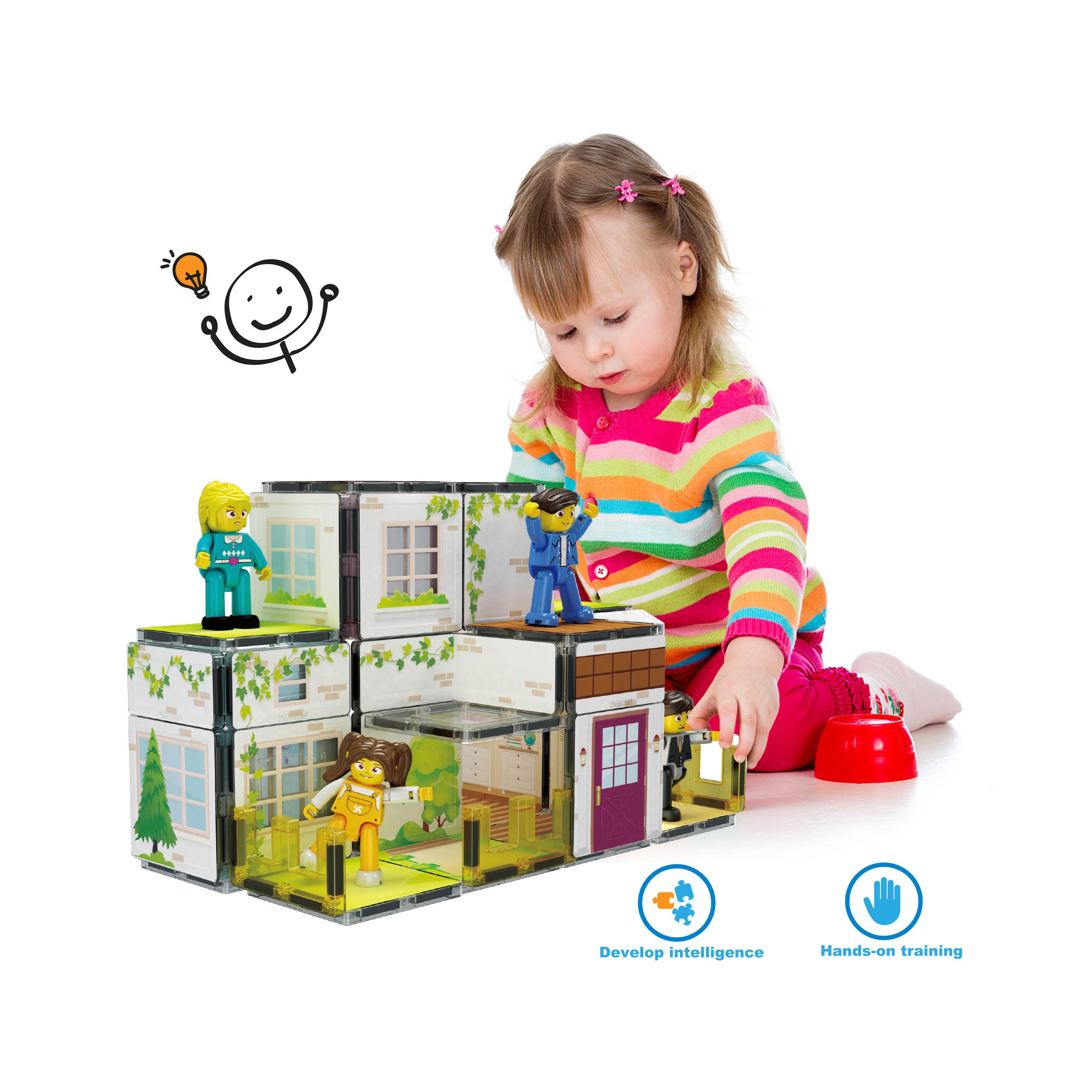PicassoTiles Family Doll House with Character Action Figures
