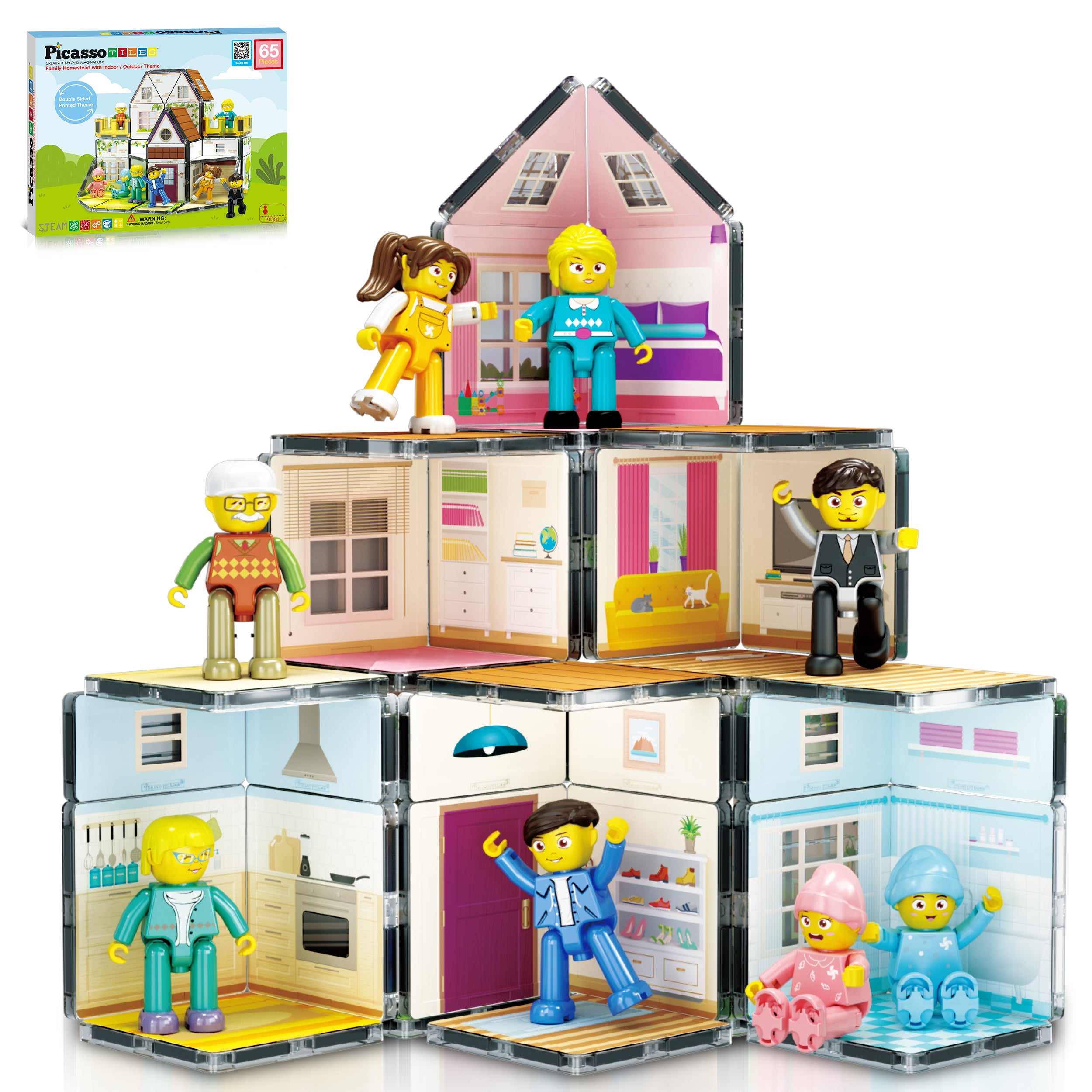 PicassoTiles Magnetic Tiles Family Doll House Set · PicassoTiles