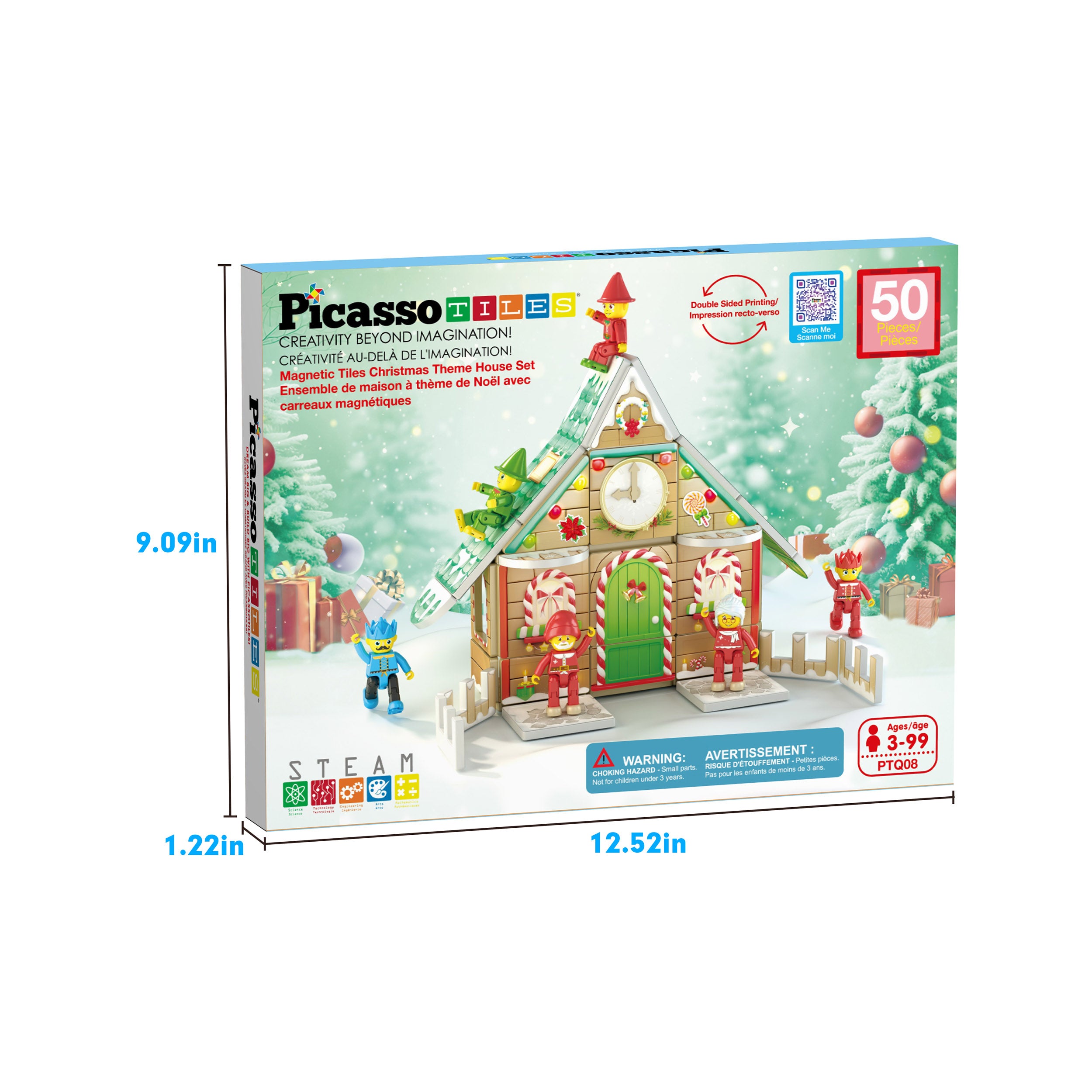PicassoTiles Magnetic Tiles Christmas Cottage Set with Character