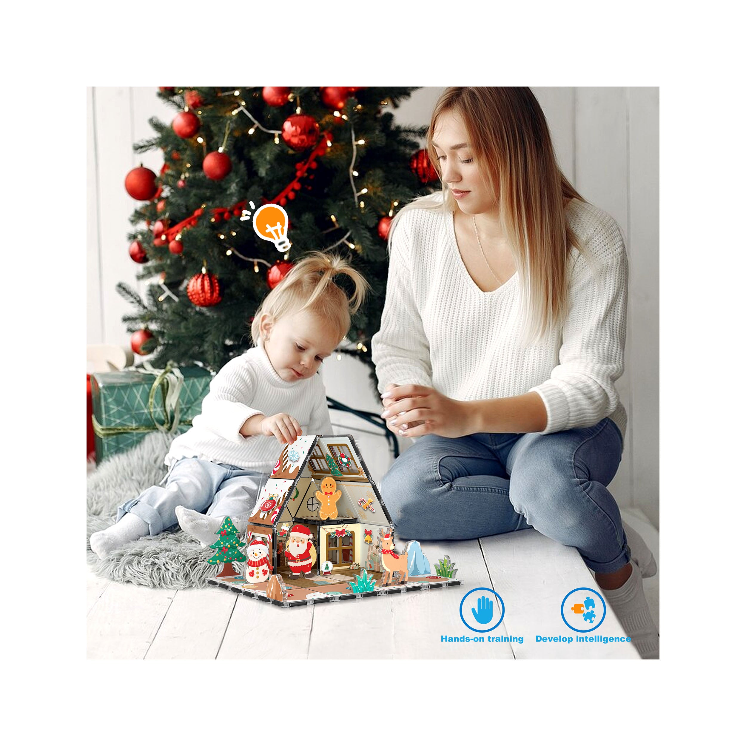 PicassoTiles Magnetic Gingerbread House Building Set - 46 Pieces
