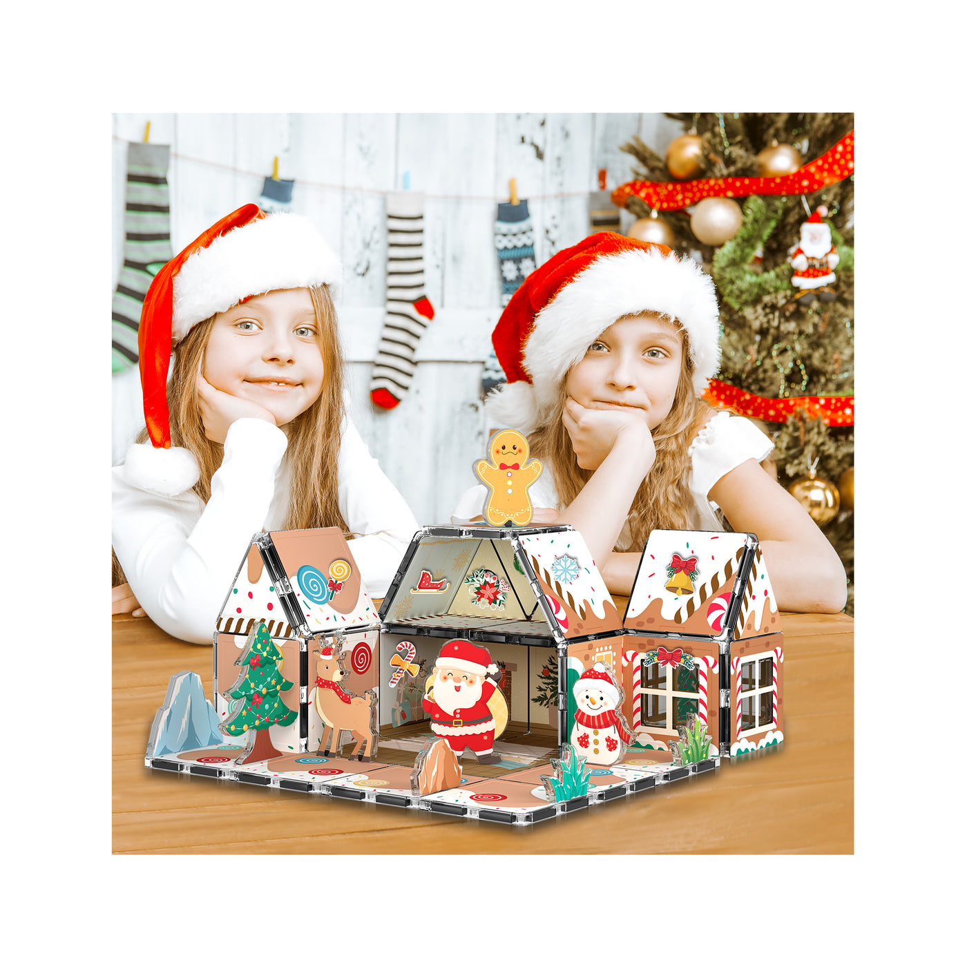 PicassoTiles Magnetic Tile Gingerbread House Holiday Set