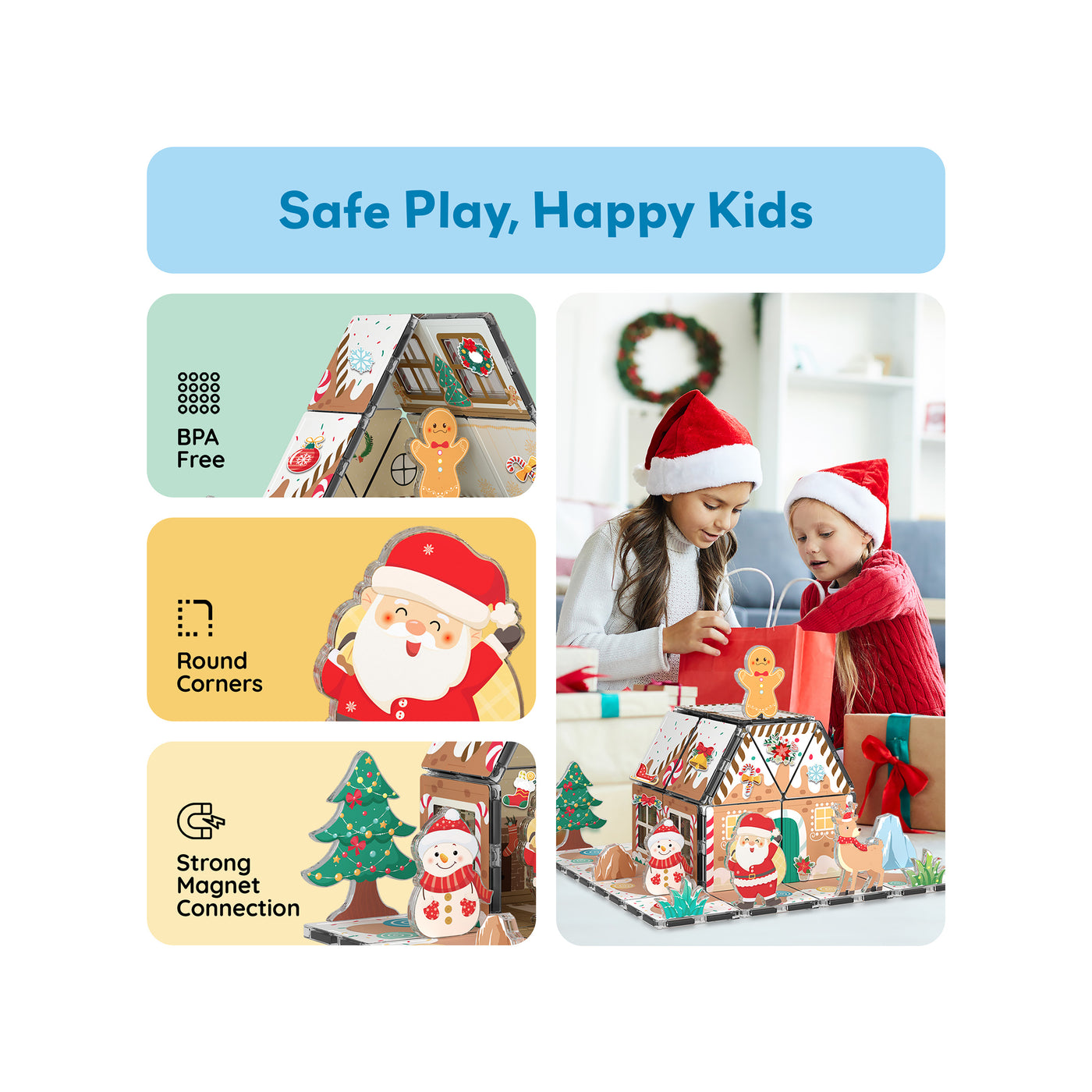 PicassoTiles Magnetic Tile Gingerbread House Holiday Set