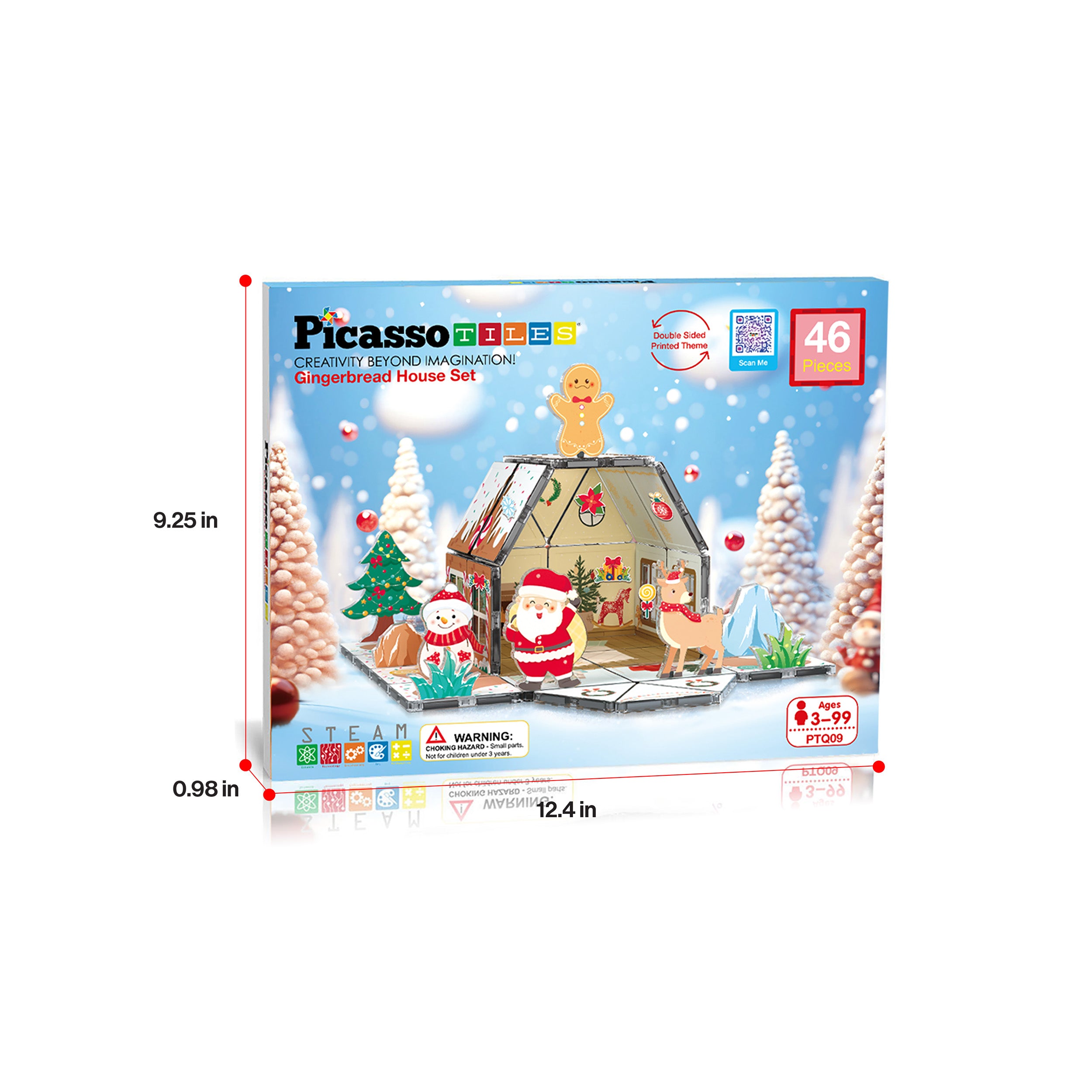 PicassoTiles Magnetic Tile Gingerbread House Holiday Set