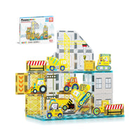 PicassoTiles Magnetic Tile Construction Adventure Set with Vehicle Figures