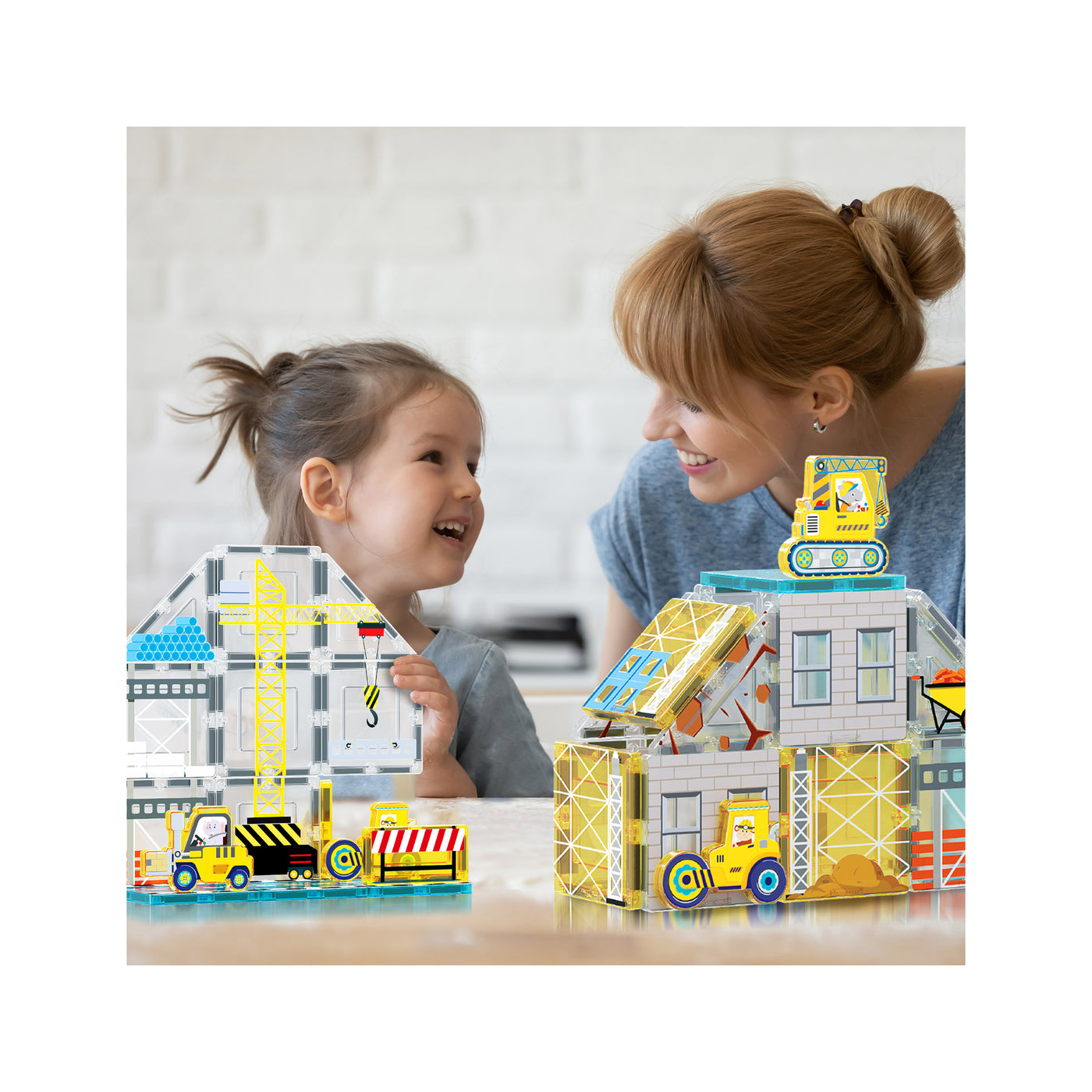 PicassoTiles Magnetic Tile Construction Adventure Set with Vehicle Figures