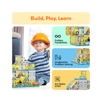 PicassoTiles Magnetic Tile Construction Adventure Set with Vehicle Figures