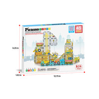 PicassoTiles Magnetic Tile Construction Adventure Set with Vehicle Figures