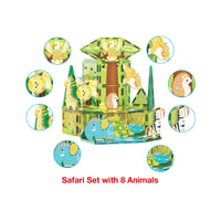 PicassoTiles Safari Magnet Tile Building Blocks with 8 Magnetic Animals