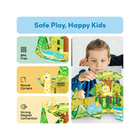PicassoTiles Safari Magnet Tile Building Blocks with 8 Magnetic Animals