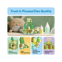 PicassoTiles Safari Magnet Tile Building Blocks with 8 Magnetic Animals
