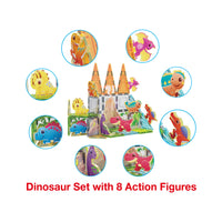PicassoTiles Dino World Magnetic Tiles Adventure Set - 38 Pieces