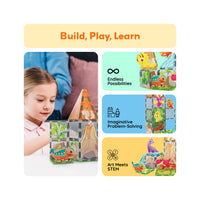 PicassoTiles Dino World Magnetic Tiles Adventure Set - 38 Pieces