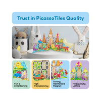 PicassoTiles Dino World Magnetic Tiles Adventure Set - 38 Pieces