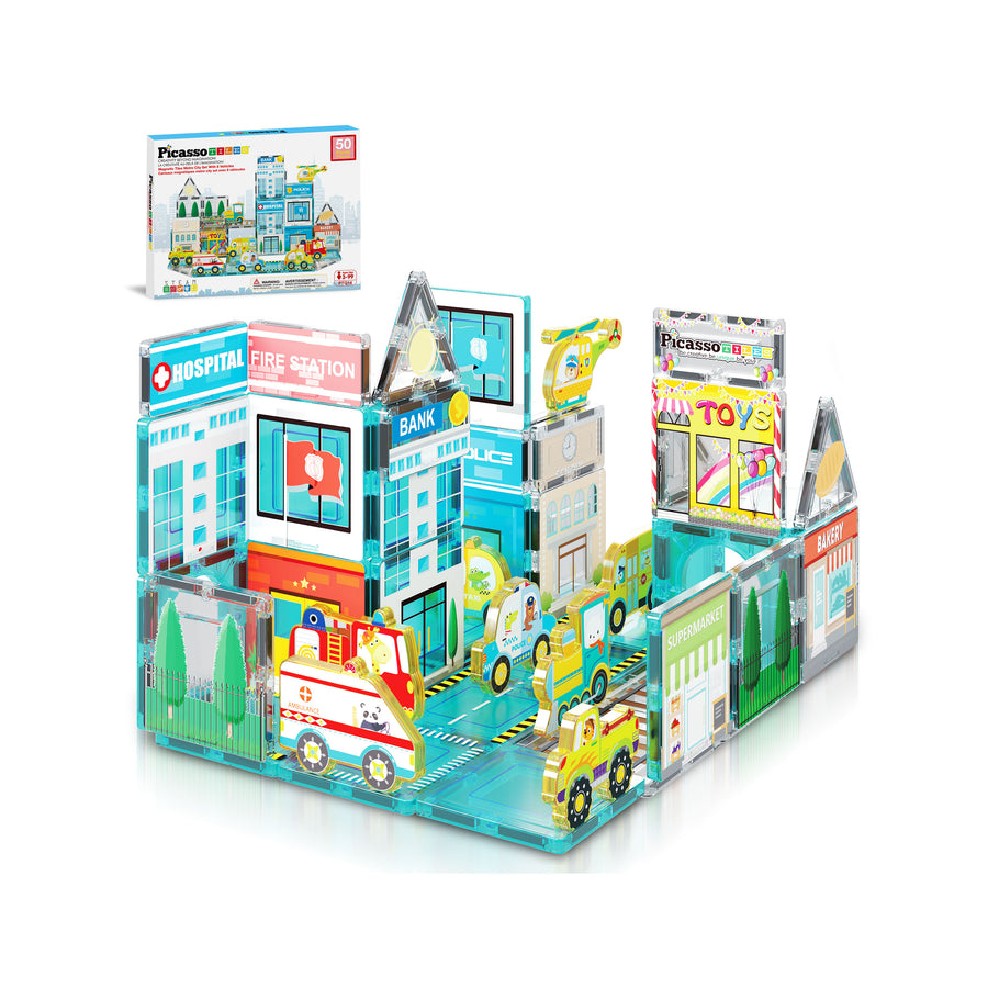 PicassoTiles Metro City Magnetic Marvels Playset