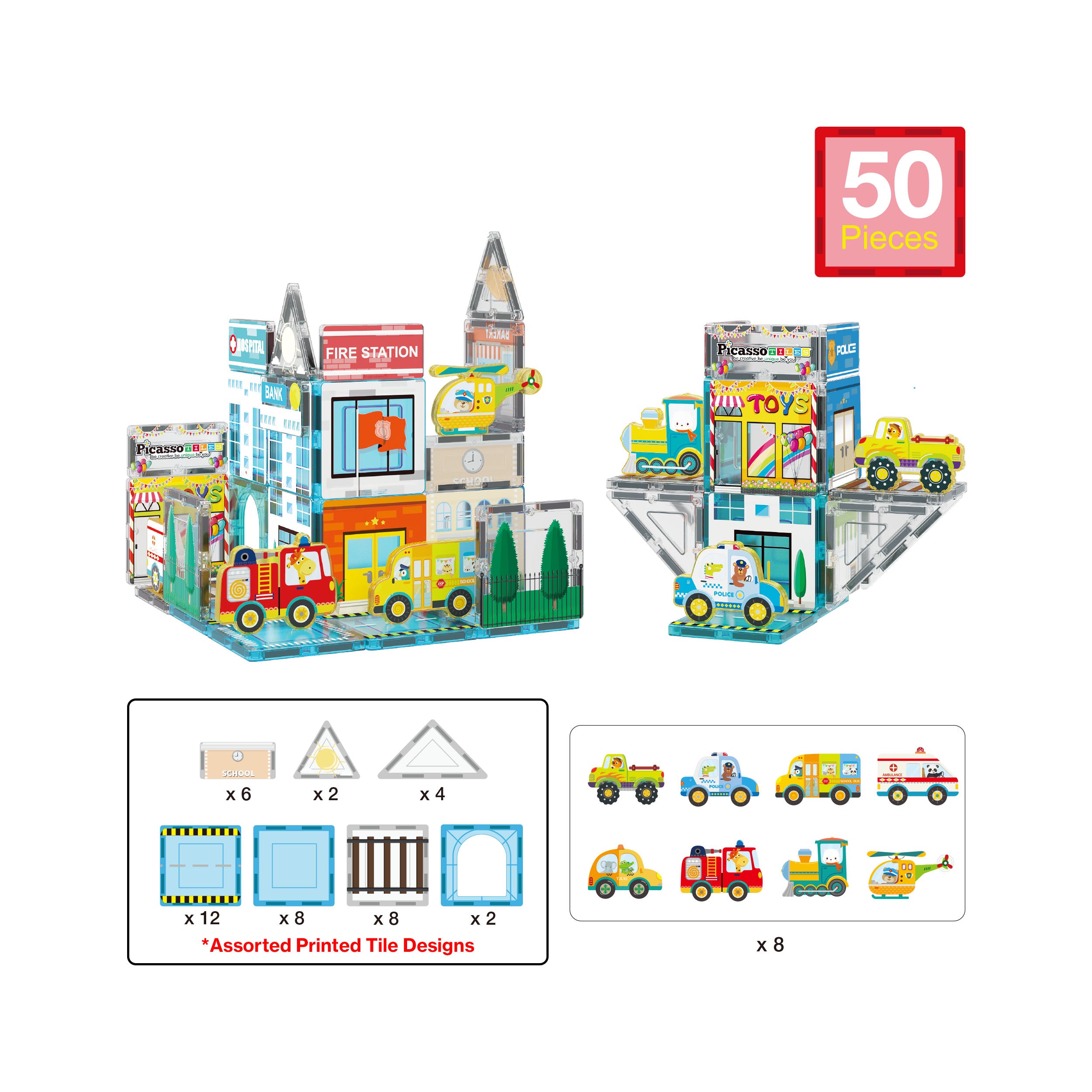 PicassoTiles Metro City Magnetic Marvels Playset