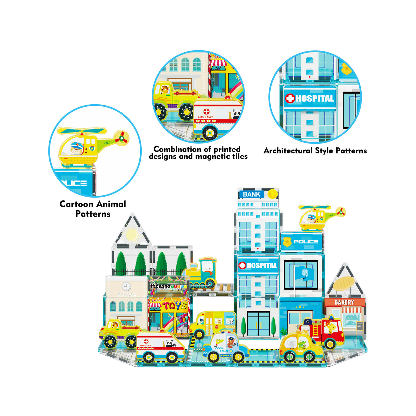 PicassoTiles Metro City Magnetic Marvels Playset