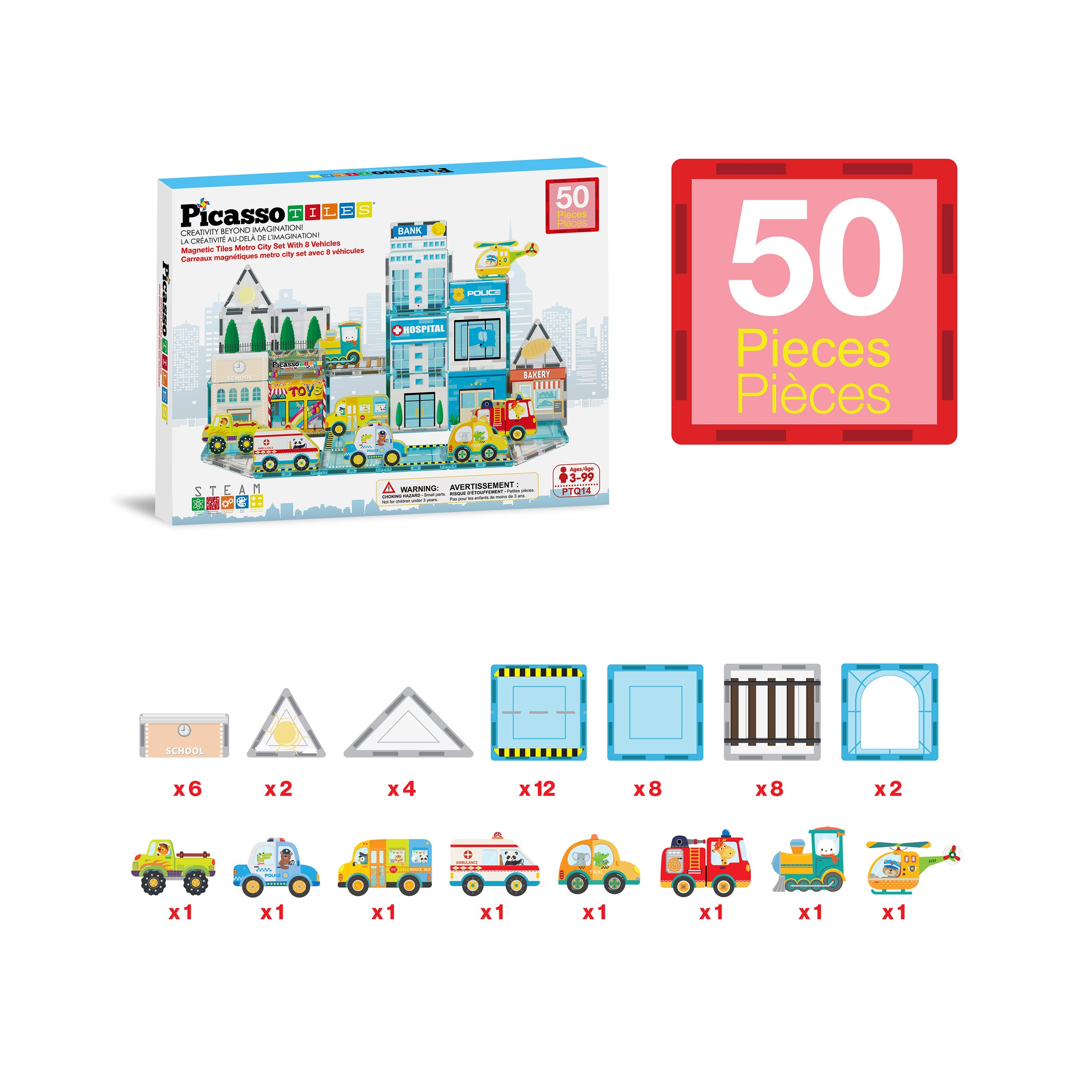 PicassoTiles Metro City Magnetic Marvels Playset