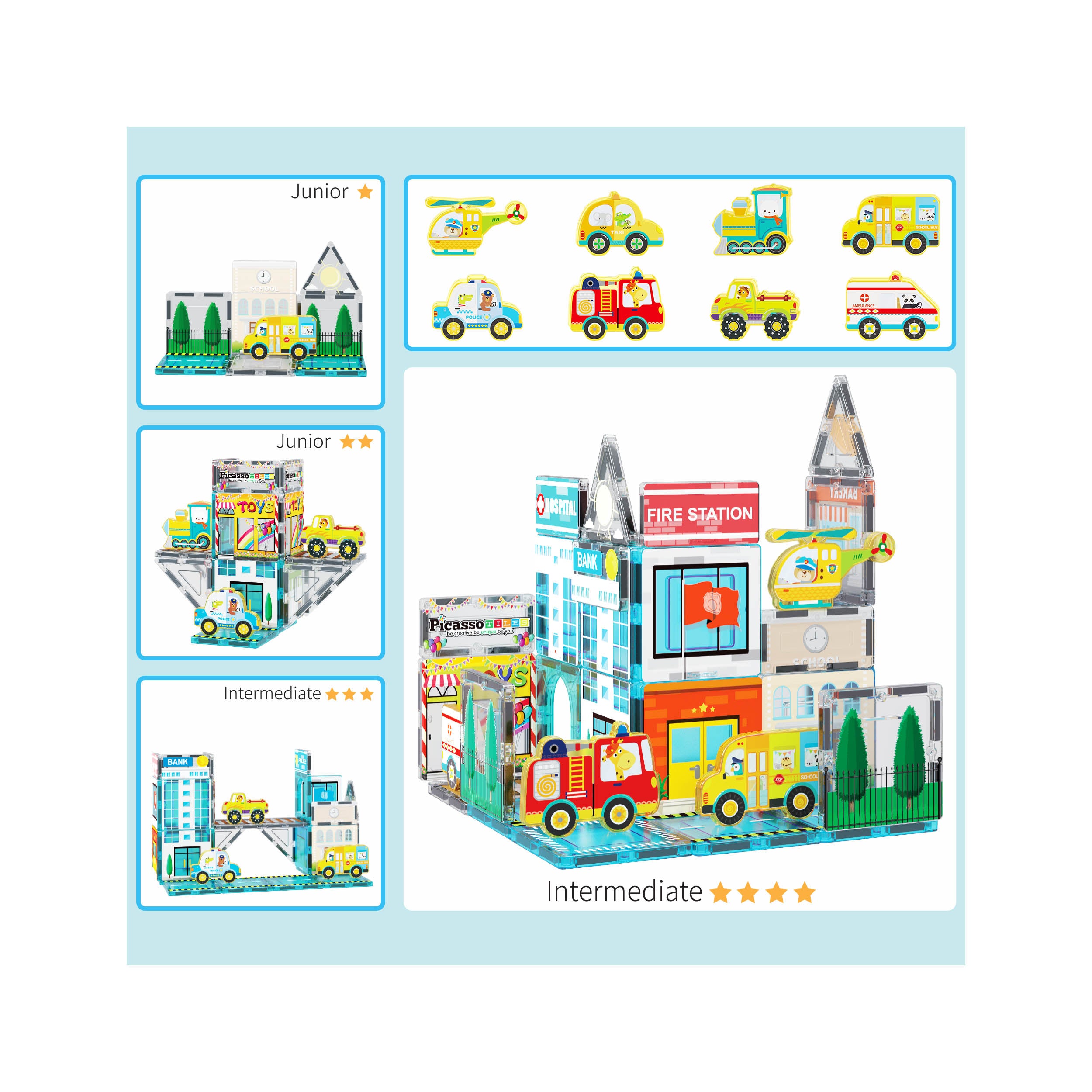 PicassoTiles Metro City Magnetic Marvels Playset
