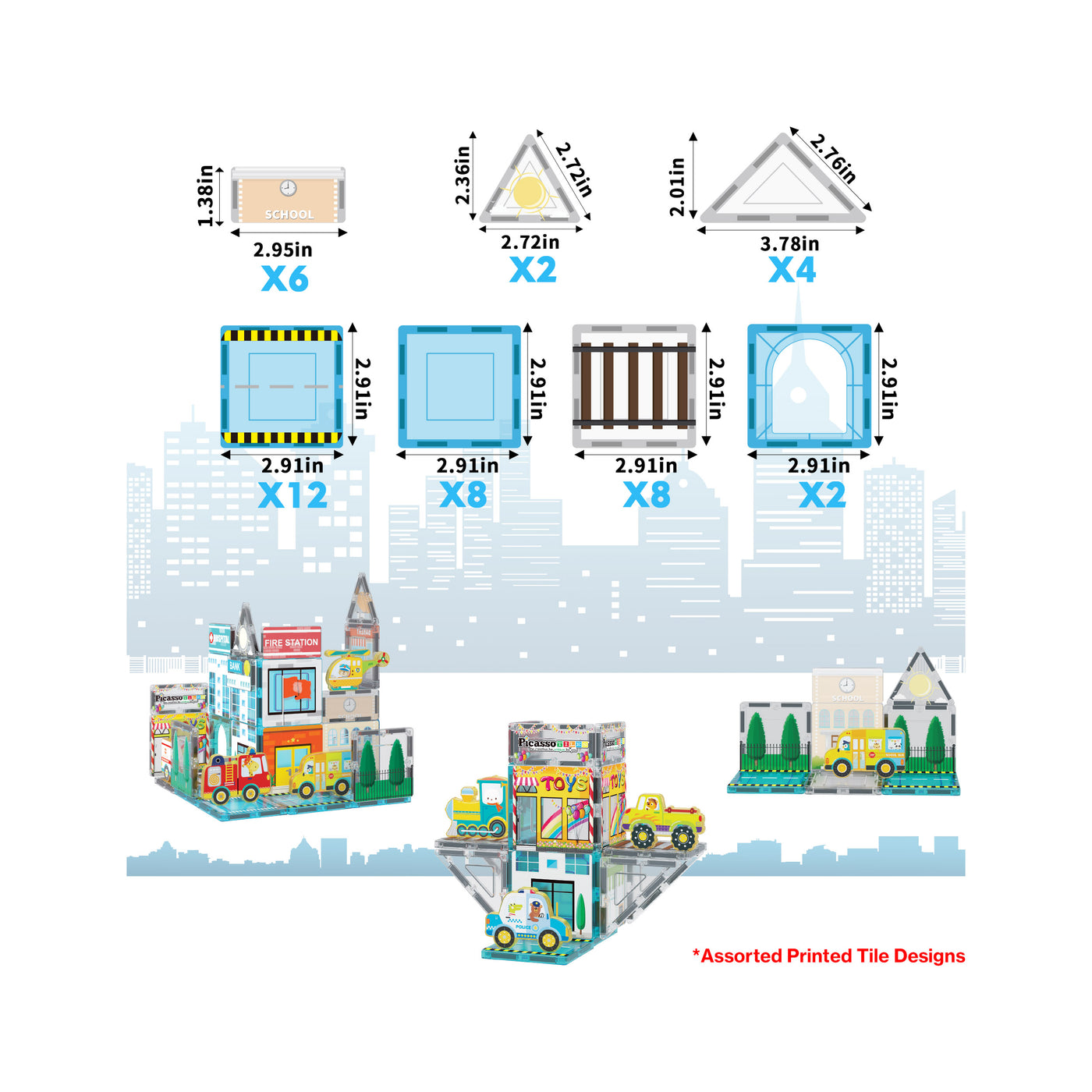PicassoTiles Metro City Magnetic Marvels Playset