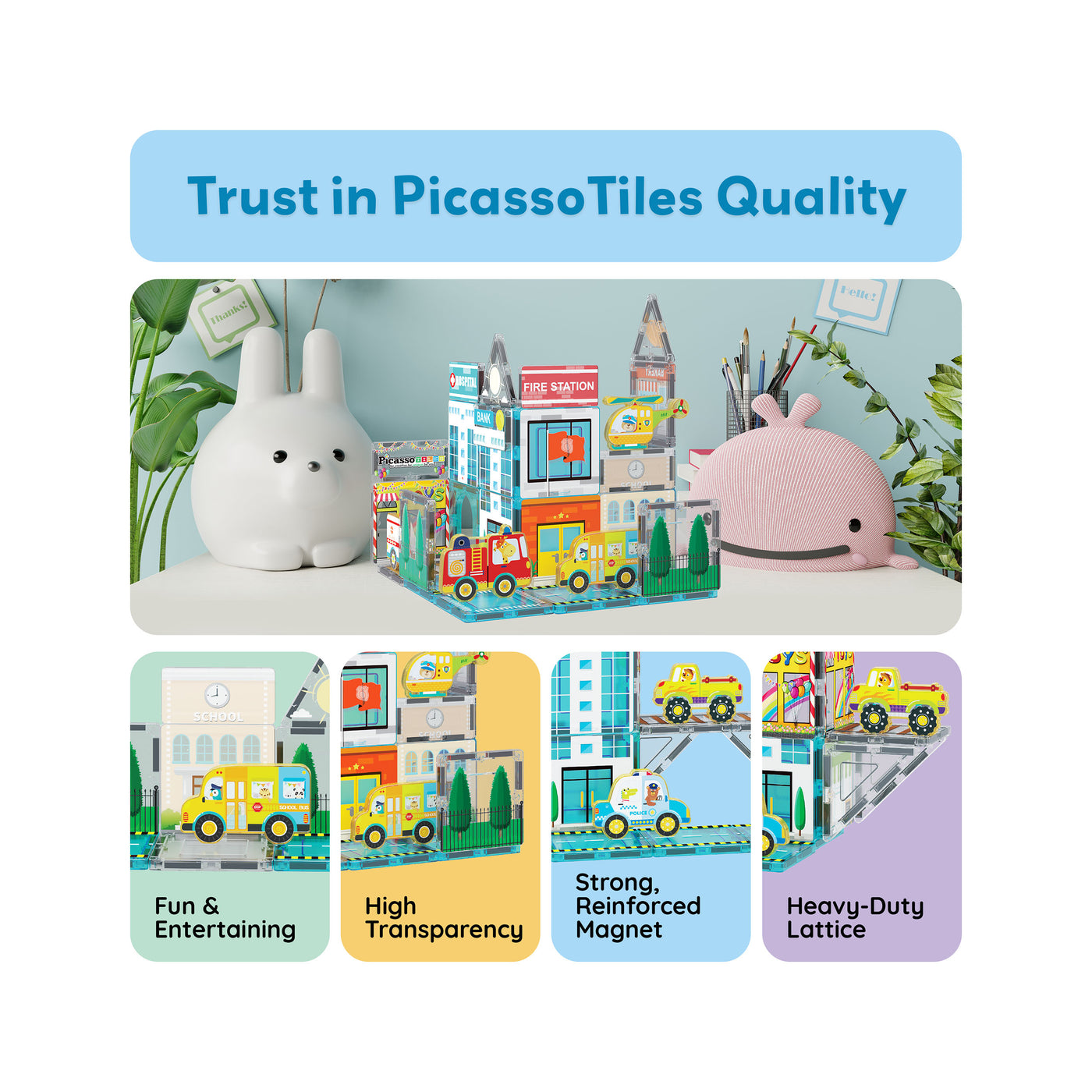 PicassoTiles Metro City Magnetic Marvels Playset