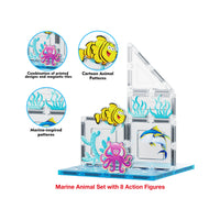 PicassoTiles 52 Piece Aquarium Marine World Magnet Tile Set with Oceanic Characters