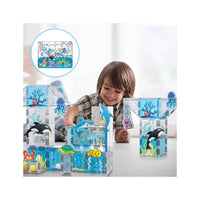 PicassoTiles 52 Piece Aquarium Marine World Magnet Tile Set with Oceanic Characters