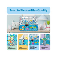 PicassoTiles 52 Piece Aquarium Marine World Magnet Tile Set with Oceanic Characters