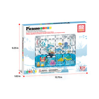 PicassoTiles 52 Piece Aquarium Marine World Magnet Tile Set with Oceanic Characters