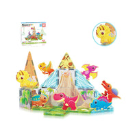 PicassoTiles Magnet Tiles 26pcs Building Blocks Dinosaur World Themed Playset