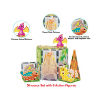 PicassoTiles Magnet Tiles 26pcs Building Blocks Dinosaur World Themed Playset
