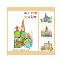 PicassoTiles Magnet Tiles 26pcs Building Blocks Dinosaur World Themed Playset