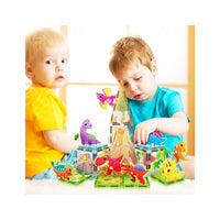 PicassoTiles Magnet Tiles 26pcs Building Blocks Dinosaur World Themed Playset