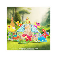 PicassoTiles Magnet Tiles 26pcs Building Blocks Dinosaur World Themed Playset