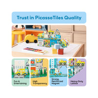 PicassoTiles Metro City Magnetic Tile Playset