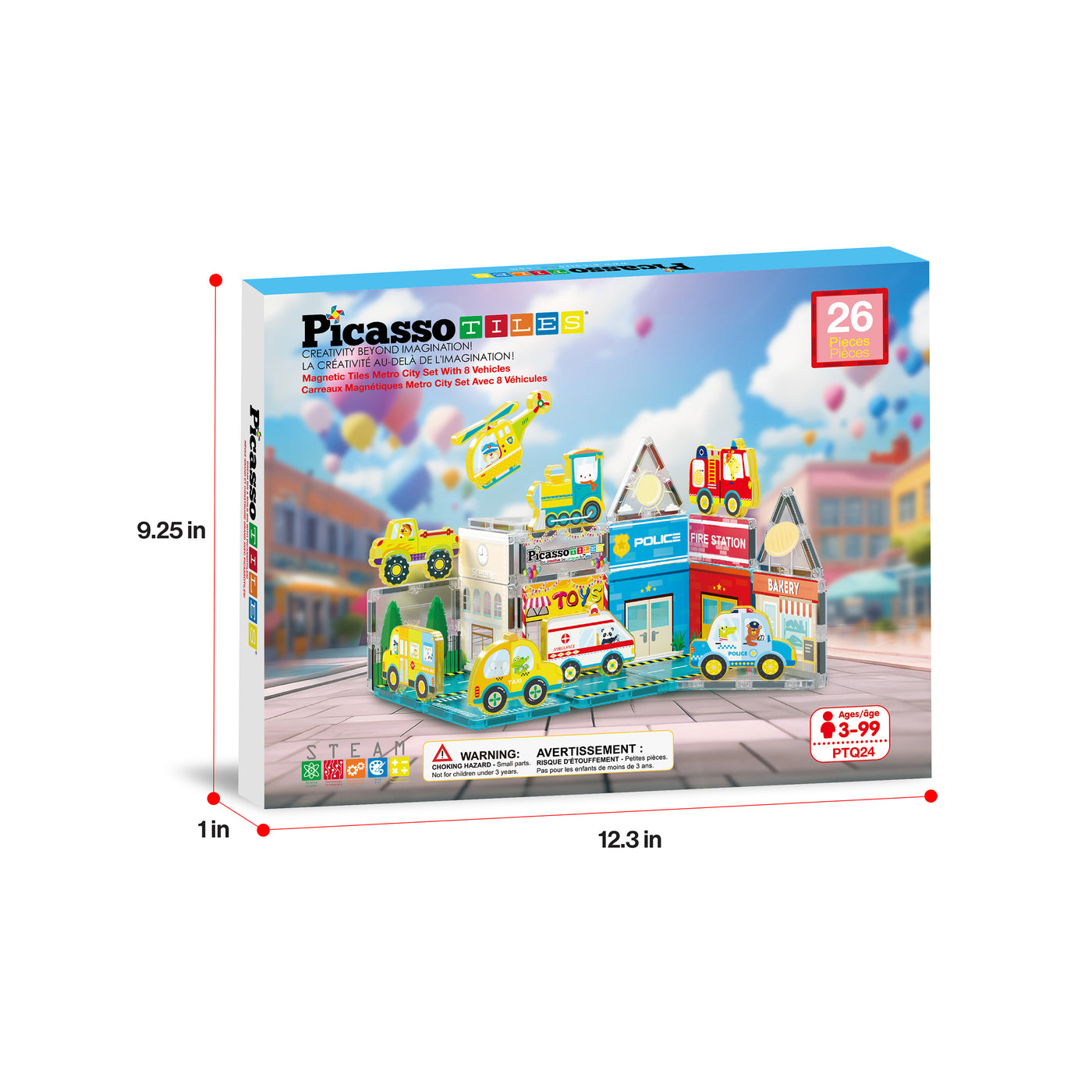 PicassoTiles Metro City Magnetic Tile Playset